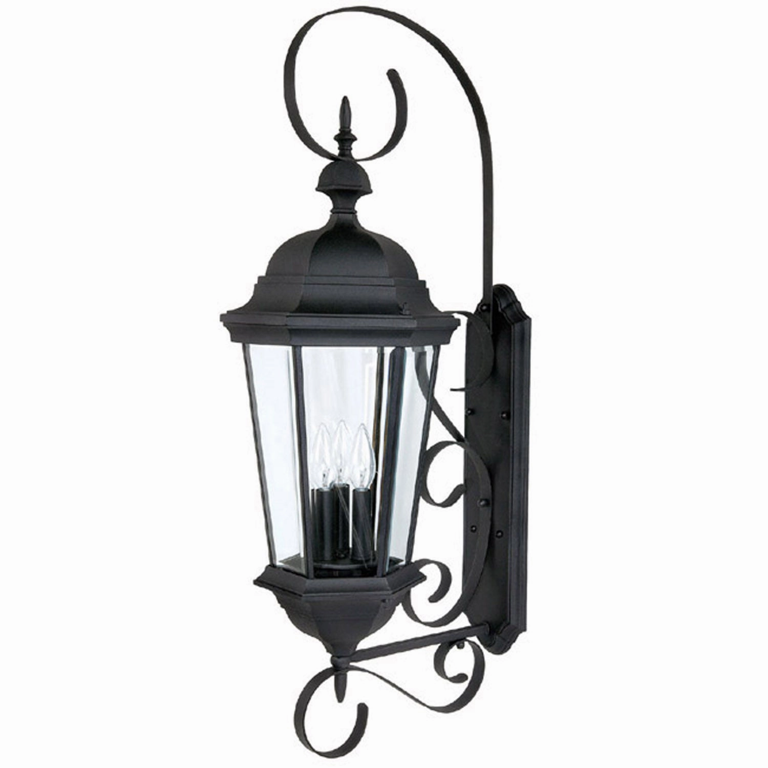 Carriage House Three Light Outdoor Wall Lantern BlackOutdoor wall sconces with motion sensor