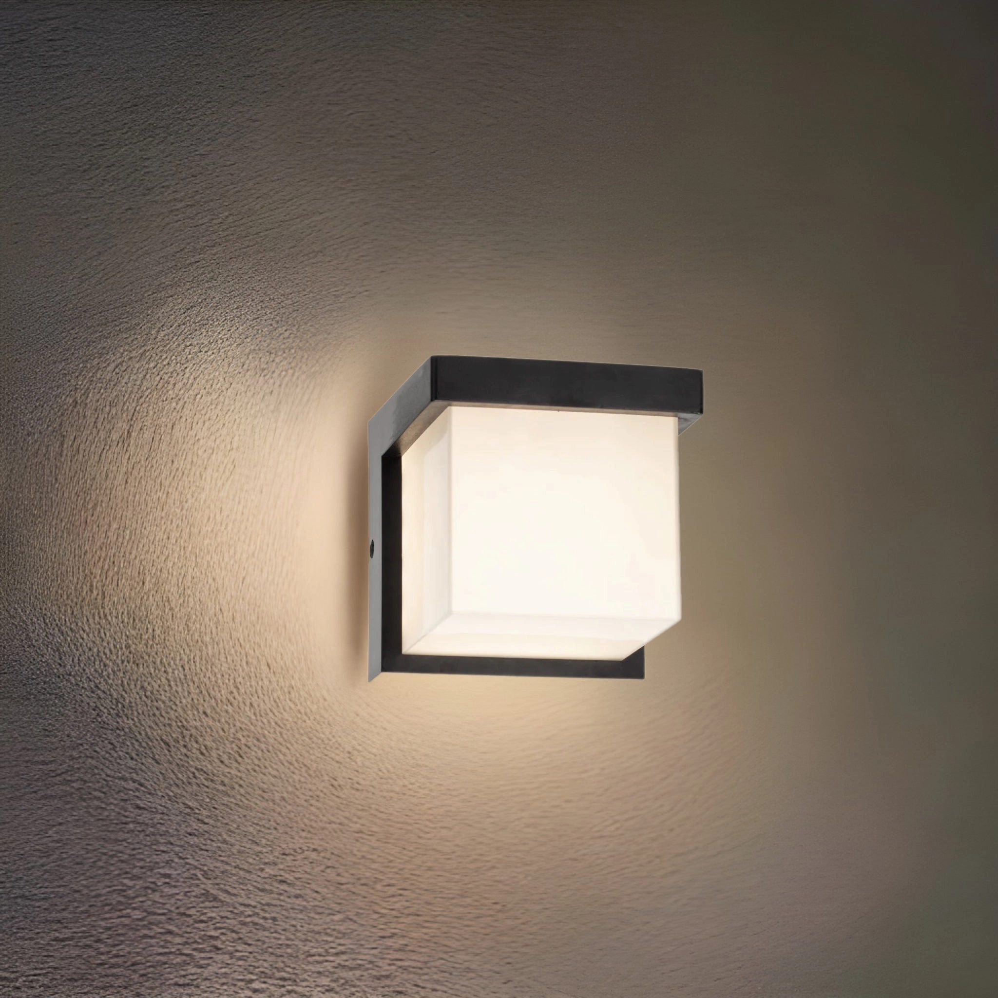 CGC ADDISON Black Cube LED Outdoor Wall Light 4000k Natural White Integrated LED IP65