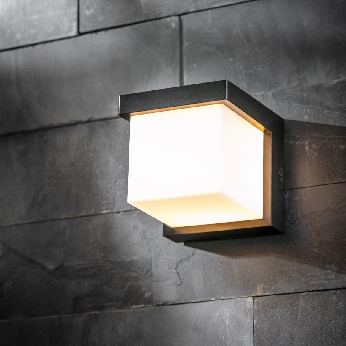 CGC ADDISON Black Cube LED Outdoor Wall Light 4000k Natural White Integrated LED IP65