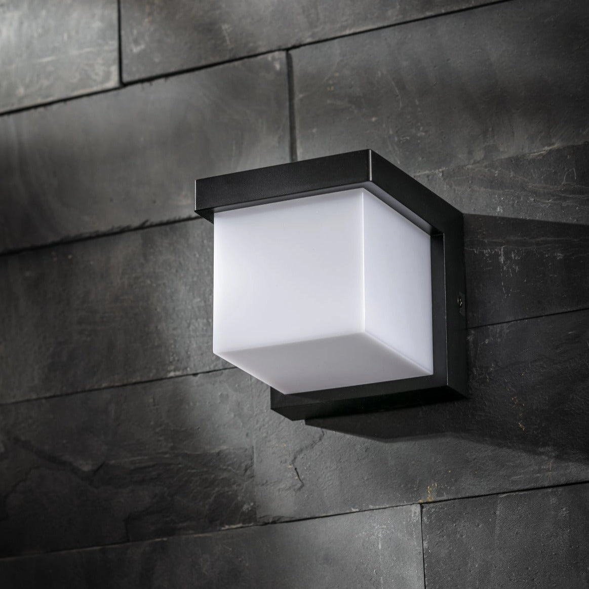 CGC ADDISON Black Cube LED Outdoor Wall Light 4000k Natural White Integrated LED IP65