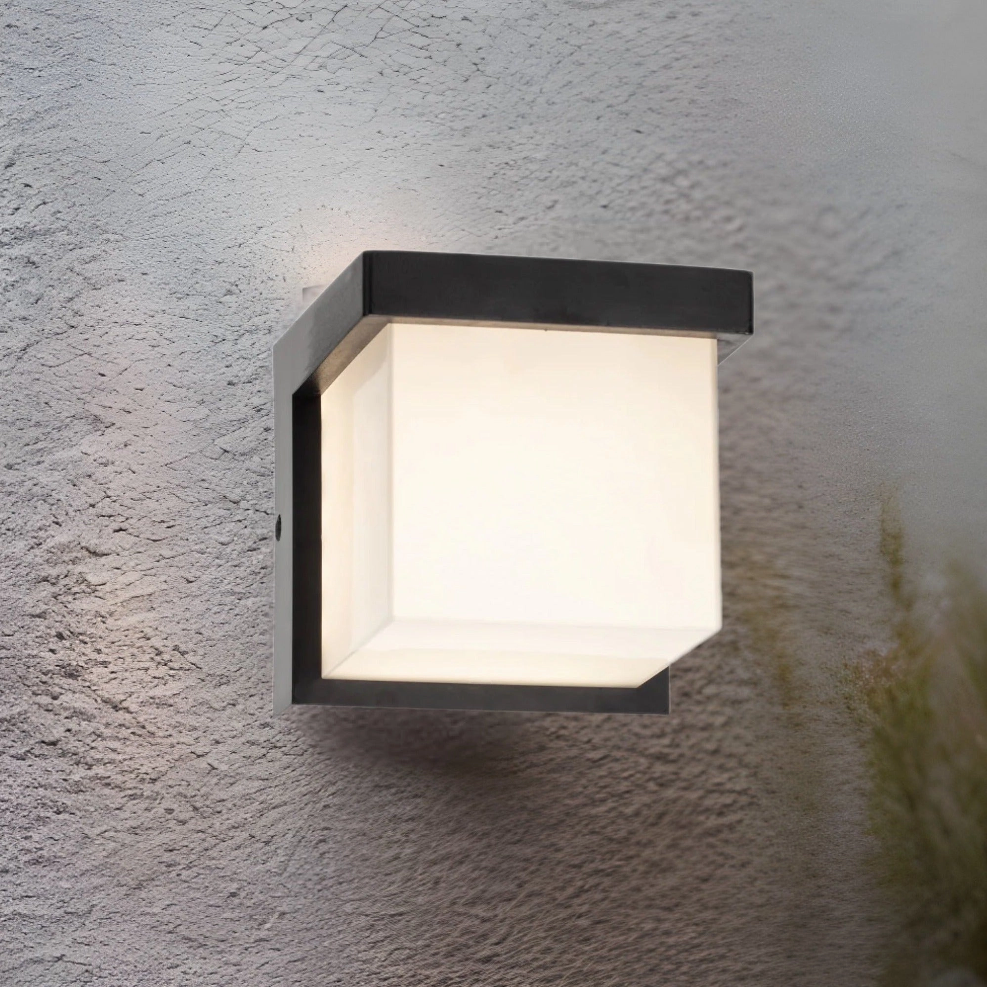 CGC ADDISON Black Cube LED Outdoor Wall Light 4000k Natural White Integrated LED IP65