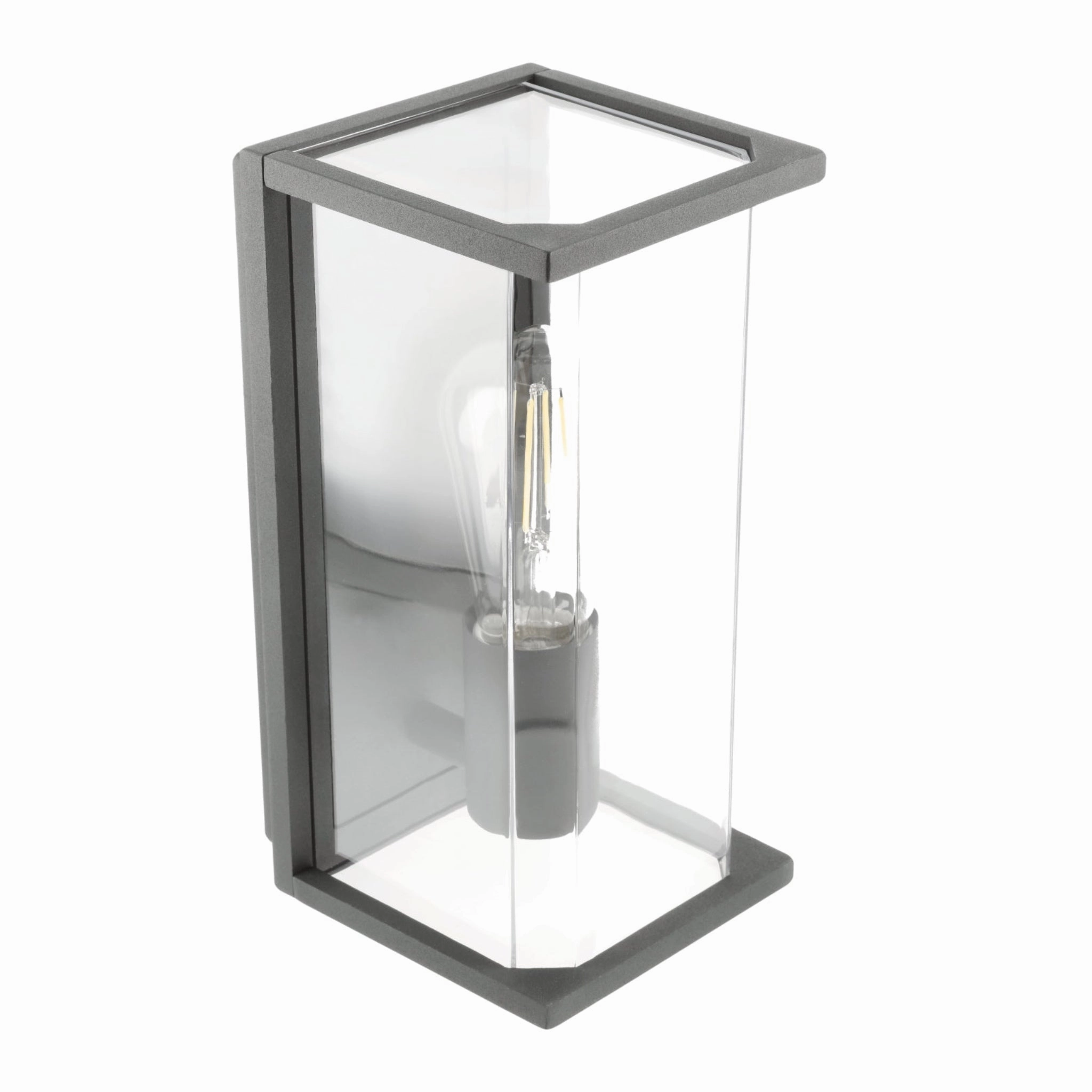 CGC ADRIANA Anthracite Grey E27 Outdoor Wall Light Lantern Clear Diffuser IP54