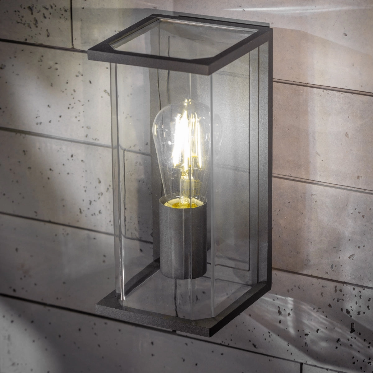 CGC ADRIANA Anthracite Grey E27 Outdoor Wall Light Lantern Clear Diffuser IP54Weatherproof outdoor lighting