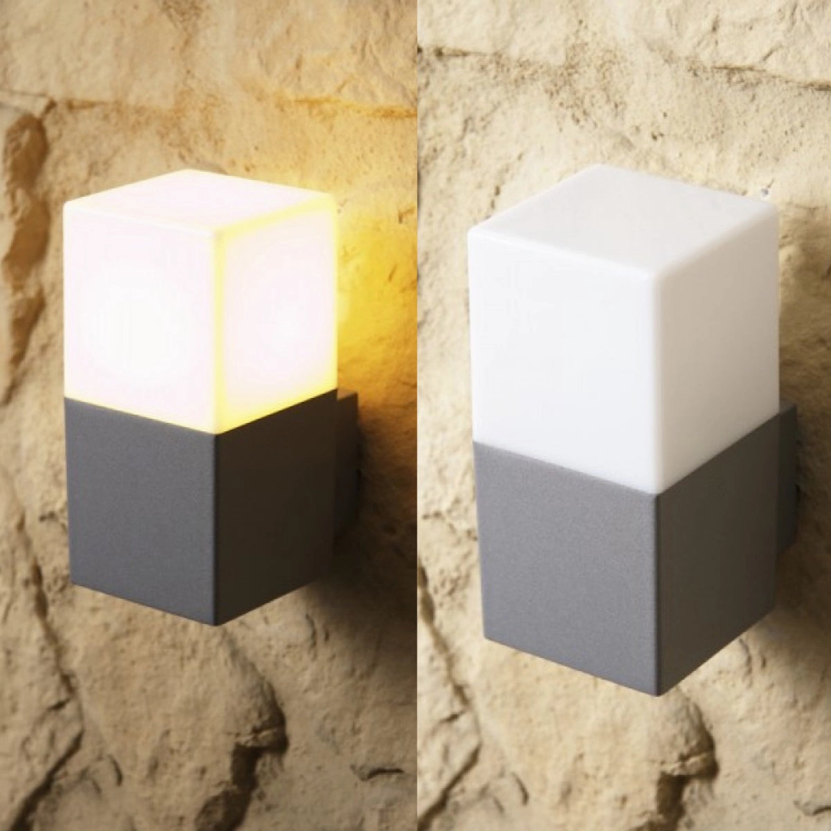 CGC AMARA Dark Grey & White Cube Outdoor Wall Light