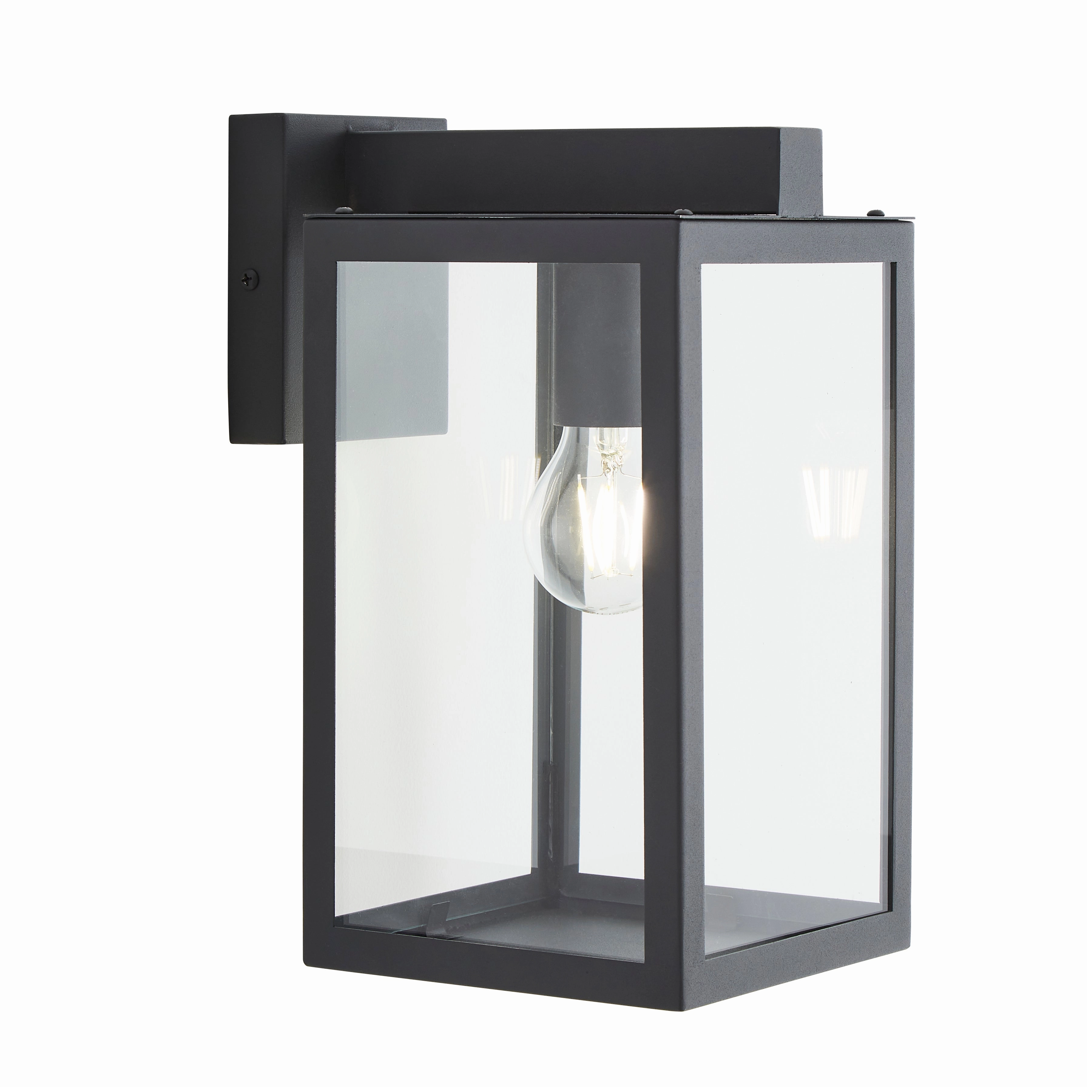 CGC ARCHIE Anthracite Dark Grey Outdoor Up Wall Light Lantern Clear Glass IP44 E27