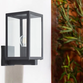 CGC ARCHIE Anthracite Dark Grey Outdoor Up Wall Light Lantern Clear Glass IP44 E27Weatherproof outdoor lighting