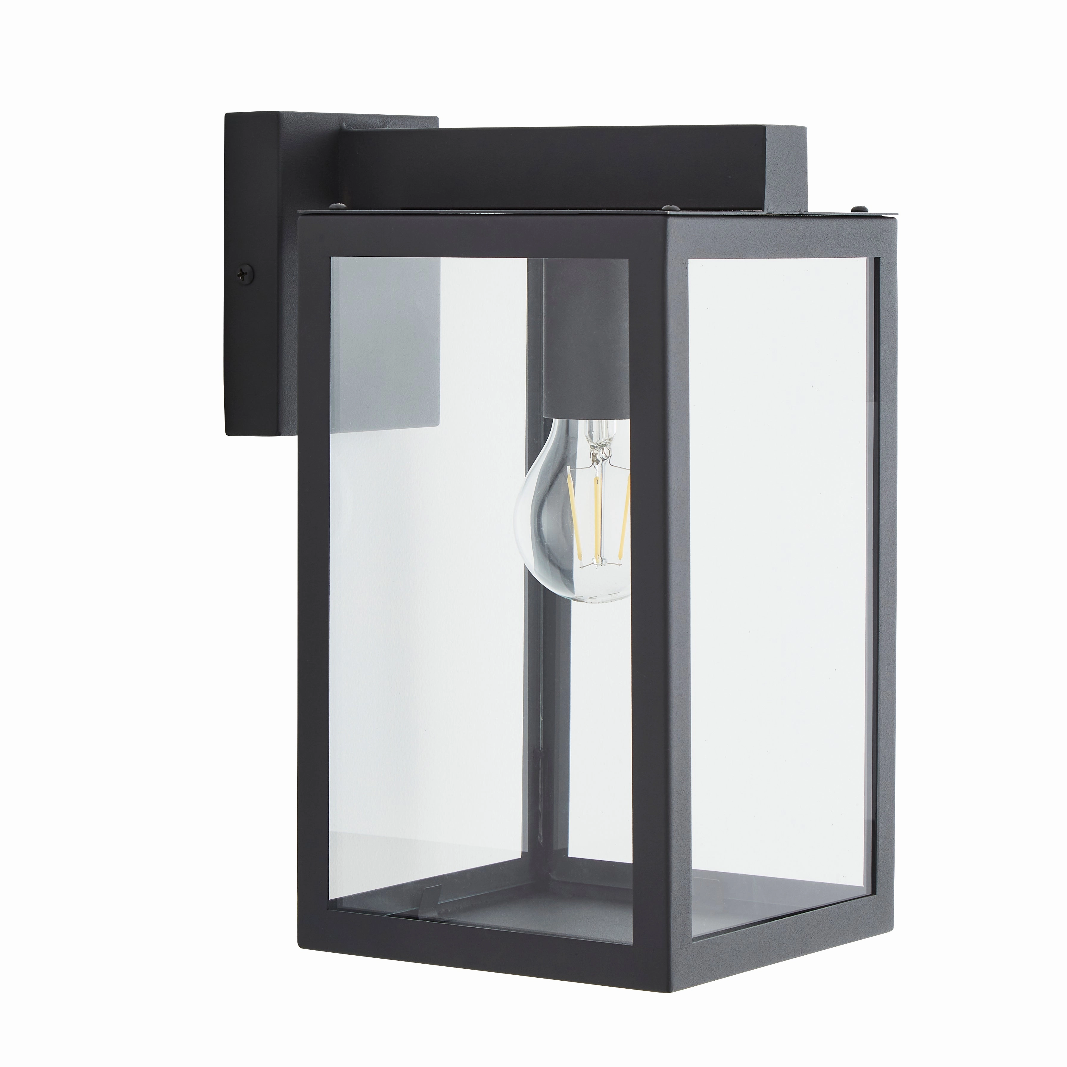 CGC ARCHIE Anthracite Dark Grey Outdoor Up Wall Light Lantern Clear Glass IP44 E27