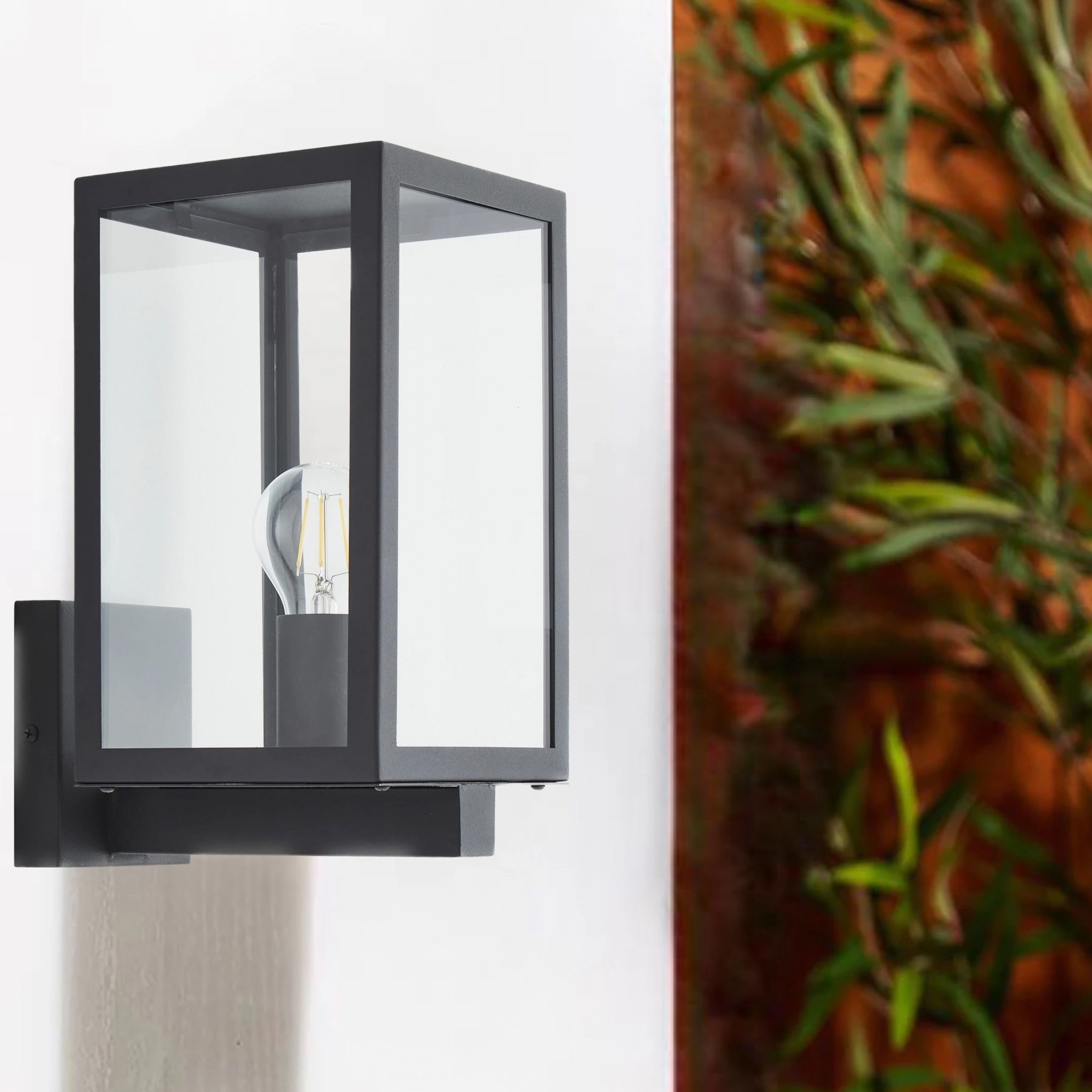 CGC ARCHIE Anthracite Dark Grey Outdoor Up Wall Light Lantern Clear Glass IP44 E27Weatherproof outdoor lighting