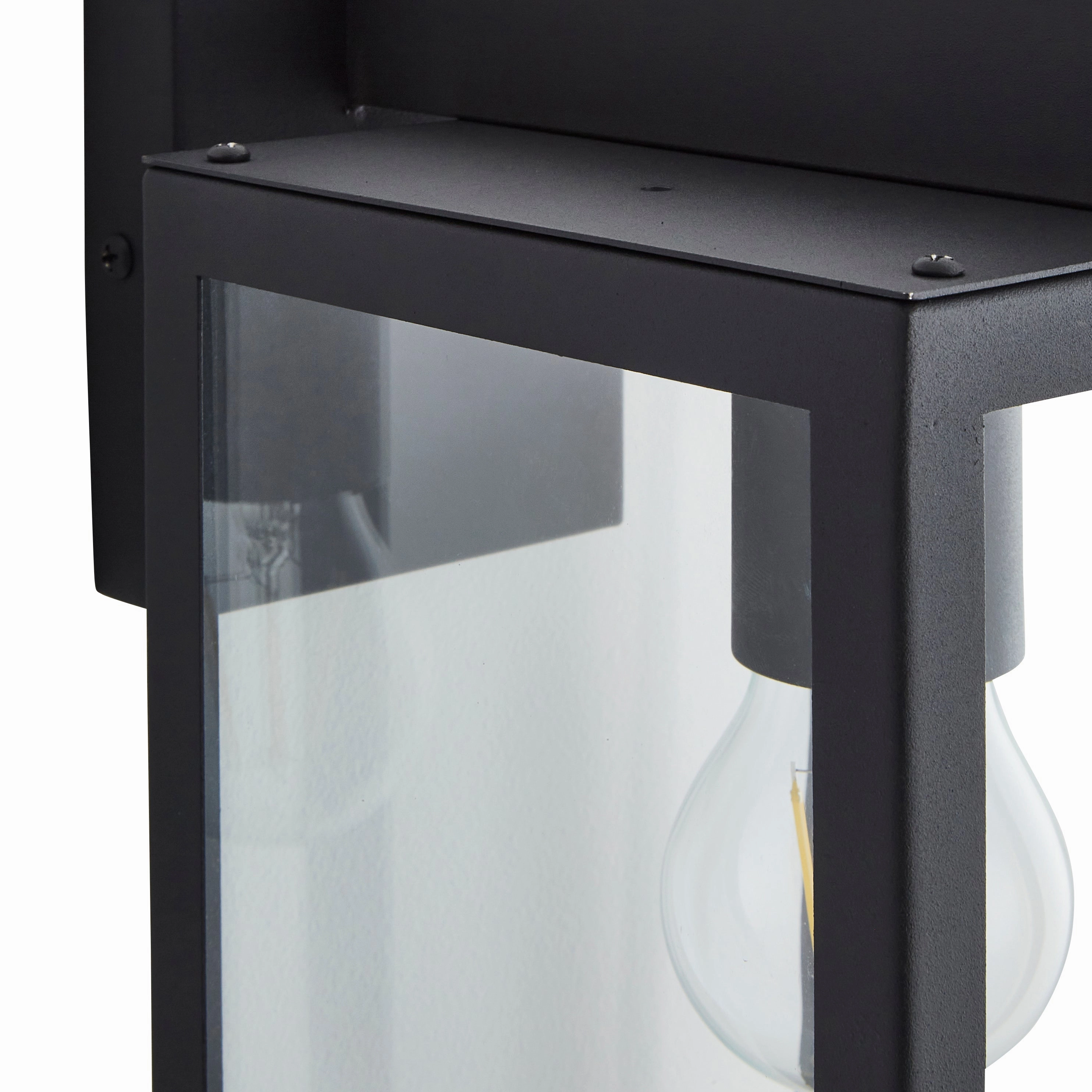 CGC ARCHIE Anthracite Dark Grey Outdoor Up Wall Light Lantern Clear Glass IP44 E27