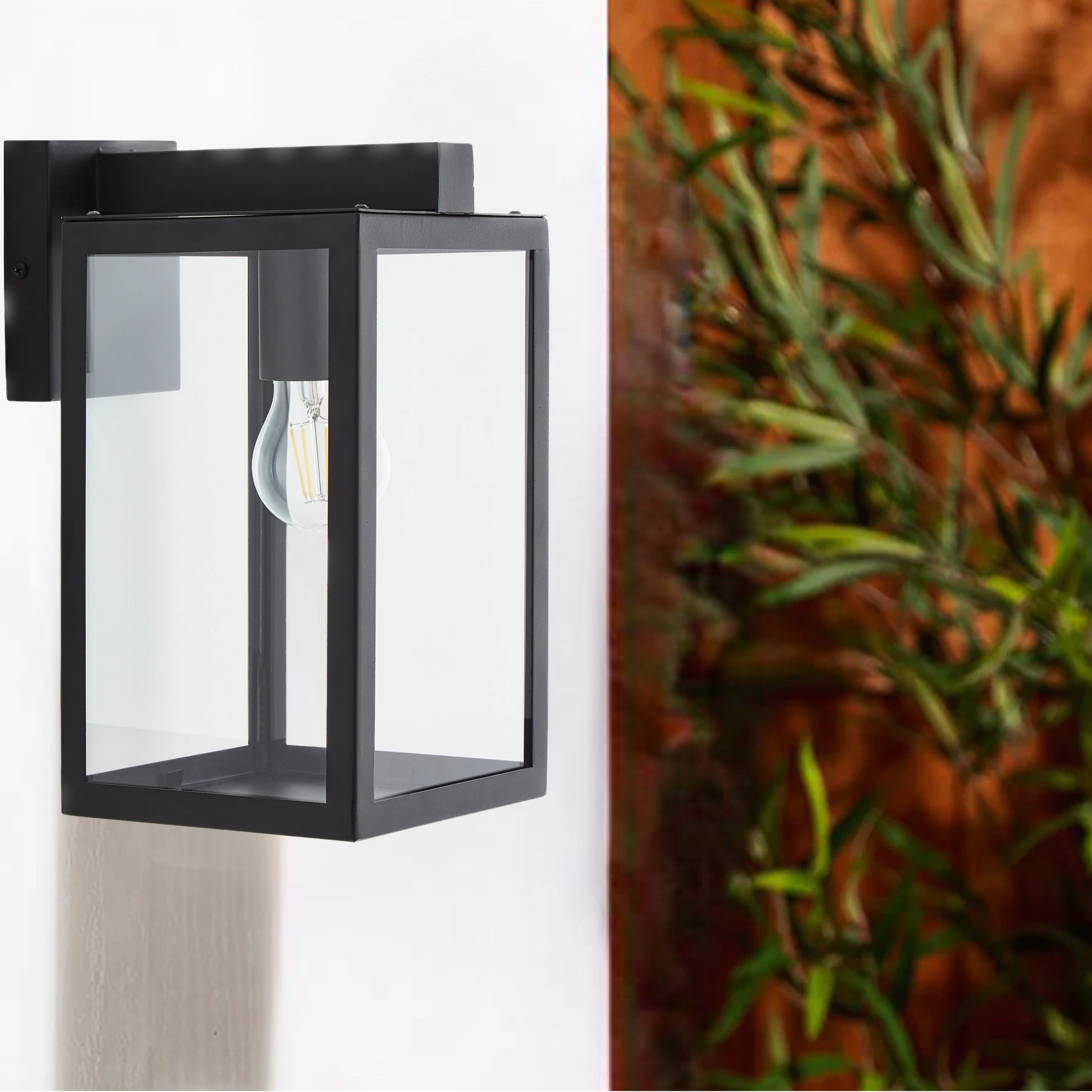 CGC ARCHIE Black Outdoor Up Wall Light Lantern Clear Glass IP44 E27Weatherproof outdoor lighting