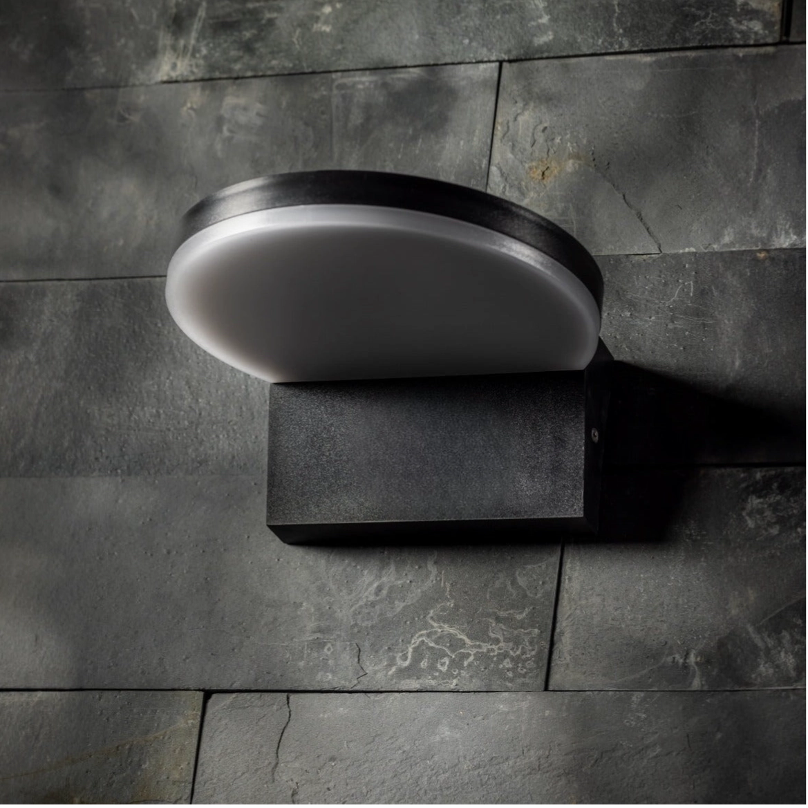 CGC AUBREY Black Curved LED Outdoor Wall Light 4000k Natural White Integrated LED IP65