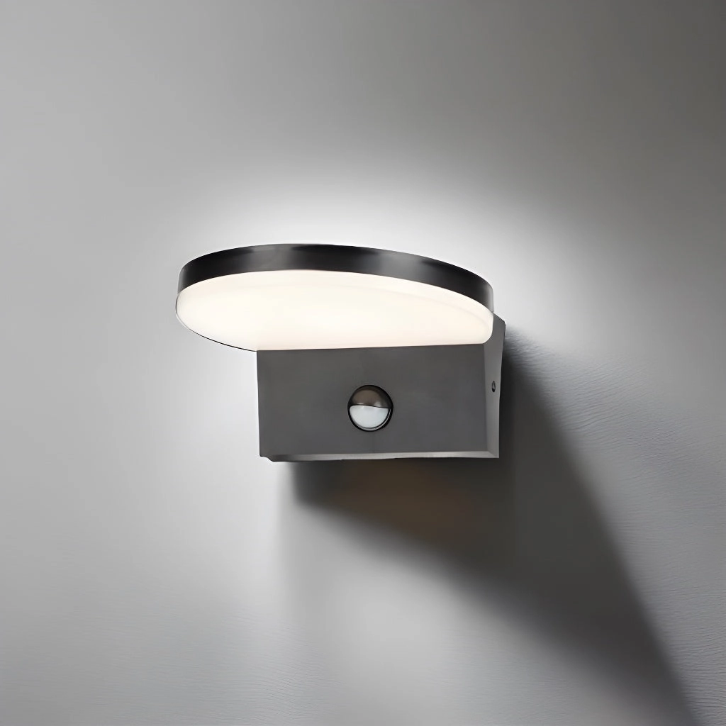 CGC AUBREY Black Curved PIR Motion Sensor LED Outdoor Wall Light 4000k Natural White Integrated LED IP54