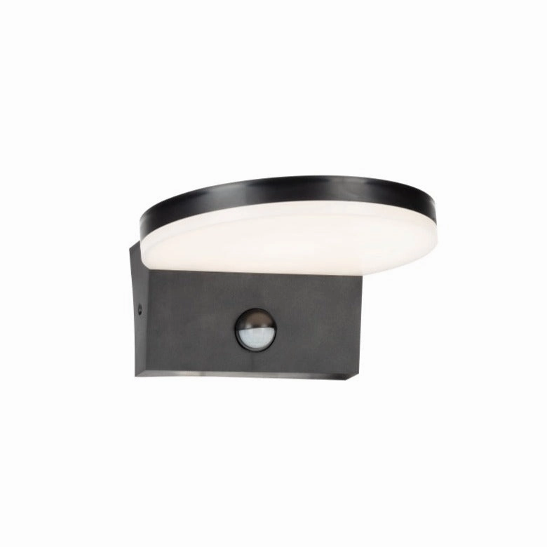 CGC AUBREY Black Curved PIR Motion Sensor LED Outdoor Wall Light 4000k Natural White Integrated LED IP54