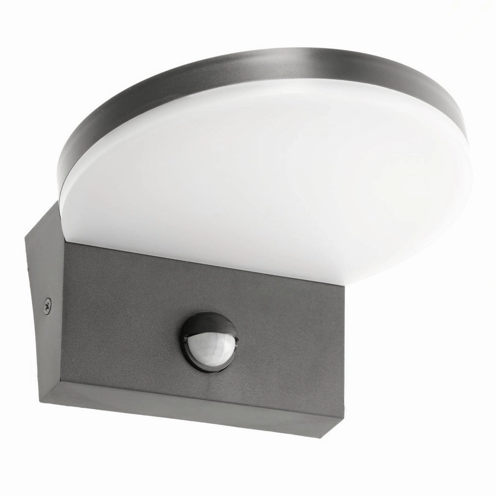 CGC AUBREY Black Curved PIR Motion Sensor LED Outdoor Wall Light 4000k Natural White Integrated LED IP54