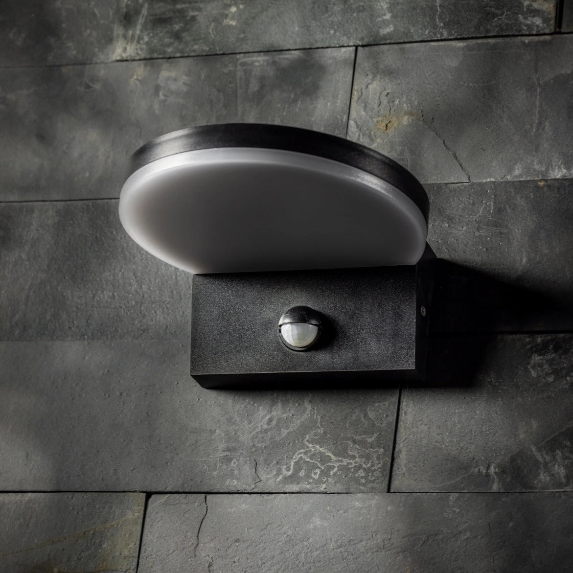 CGC AUBREY Black Curved PIR Motion Sensor LED Outdoor Wall Light 4000k Natural White Integrated LED IP54