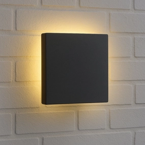 CGC BAILEY Black Square LED Outdoor Indoor Wall Light IP65 Back Lit Halo Polycarbonate CoastalWeatherproof outdoor lighting