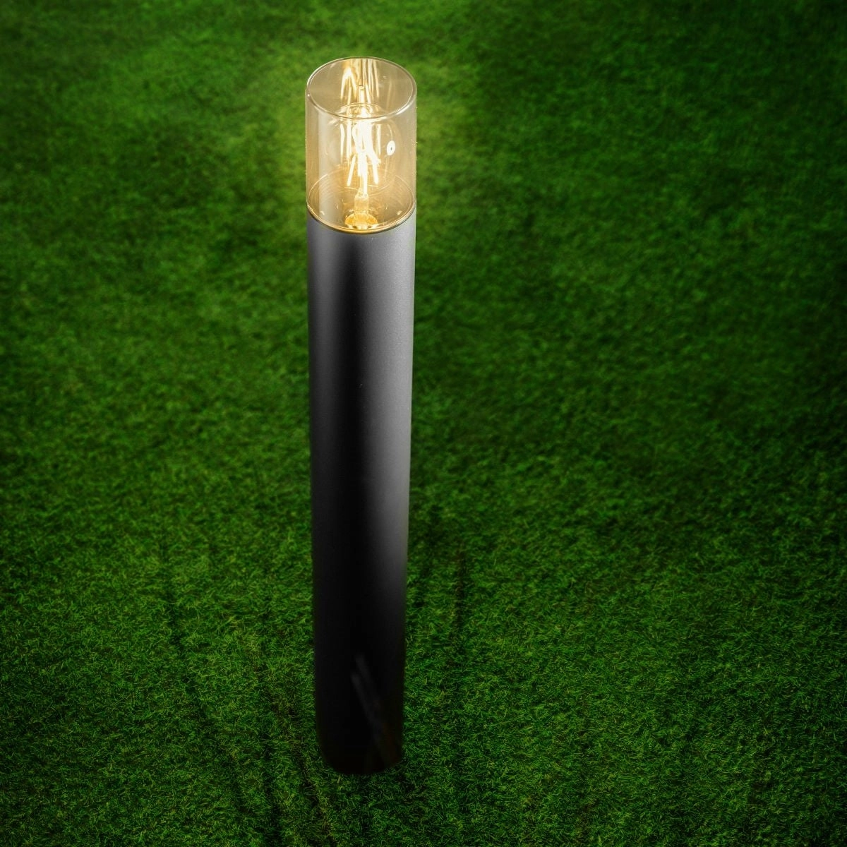 CGC BLUEBELL Black Outdoor Tall 80cm Post Light With Smoky DiffuserWeatherproof outdoor lighting