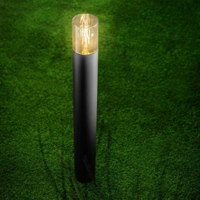 CGC BLUEBELL Black Outdoor Tall 80cm Post Light With Smoky DiffuserWeatherproof outdoor lighting