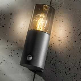 CGC BLUEBELL Dark Grey Cylinder Wall Light with PIR Motion SensorOutdoor wall sconces with motion sensor
