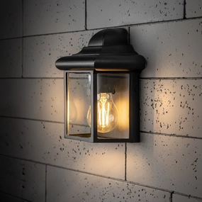 CGC CAMILA Black Outdoor Wall Lantern Clear DiffuserOutdoor wall sconces with motion sensor