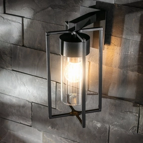 CGC CHARLIE Black E27 Outdoor Wall Light Lantern Clear Diffuser IP54Weatherproof outdoor lighting