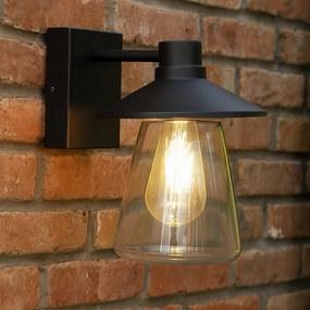 CGC CHESTER Black Outdoor Wall Lantern with Bell Shape Clear Glass Diffuser E27 IP54Outdoor wall sconces with motion sensor