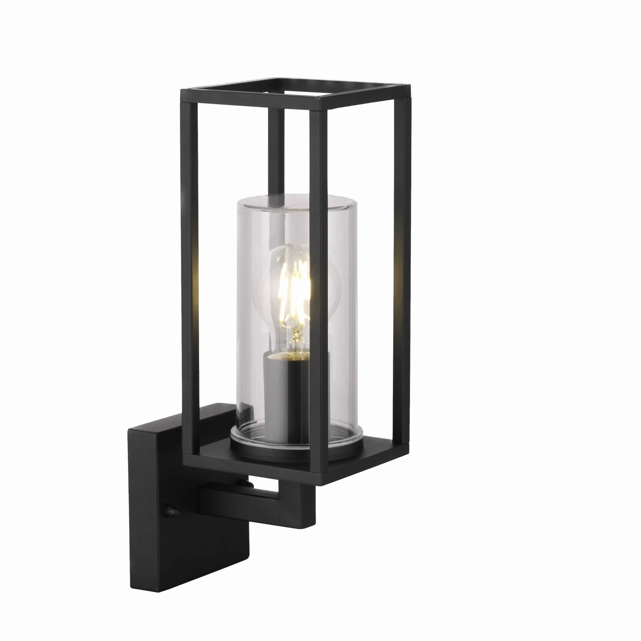 CGC CHLOE Up Black E27 Outdoor Wall Light Lantern Clear Diffuser IP54
