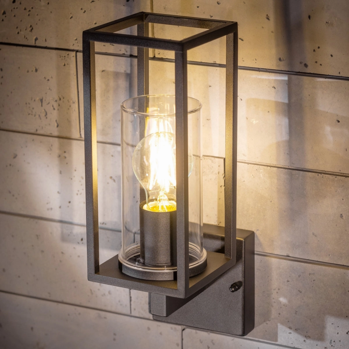 CGC CHLOE Up Black E27 Outdoor Wall Light Lantern Clear Diffuser IP54Outdoor wall sconces with motion sensor