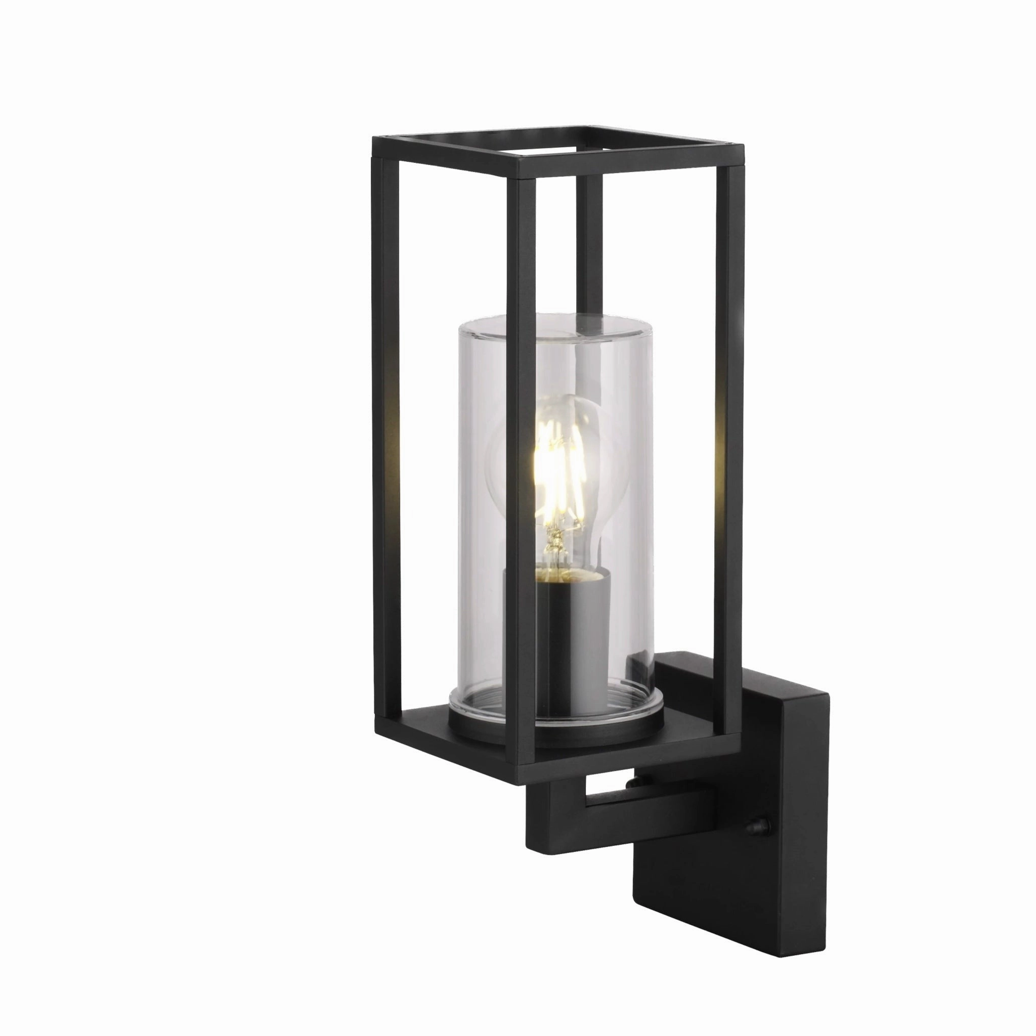 CGC CHLOE Up Black E27 Outdoor Wall Light Lantern Clear Diffuser IP54