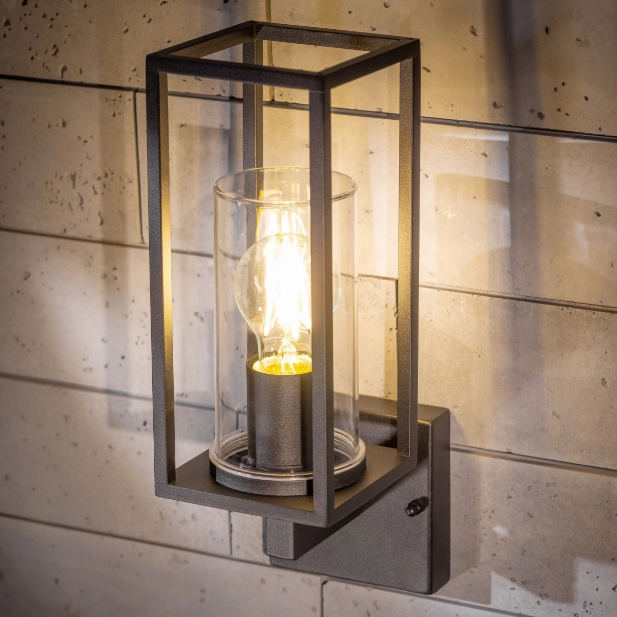 CGC CHLOE Up Black E27 Outdoor Wall Light Lantern Clear Diffuser IP54Weatherproof outdoor lighting