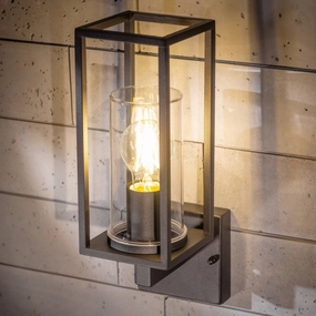 CGC CHLOE Up Black E27 Outdoor Wall Light Lantern Clear Diffuser IP54Outdoor wall sconces with motion sensor