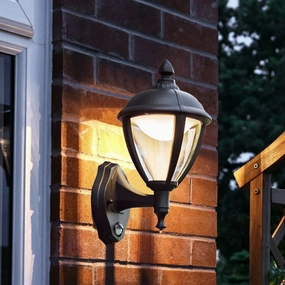 CGC CINDY Black With Motion Sensor Outdoor LED Wall Coach Lantern LightWeatherproof outdoor lighting