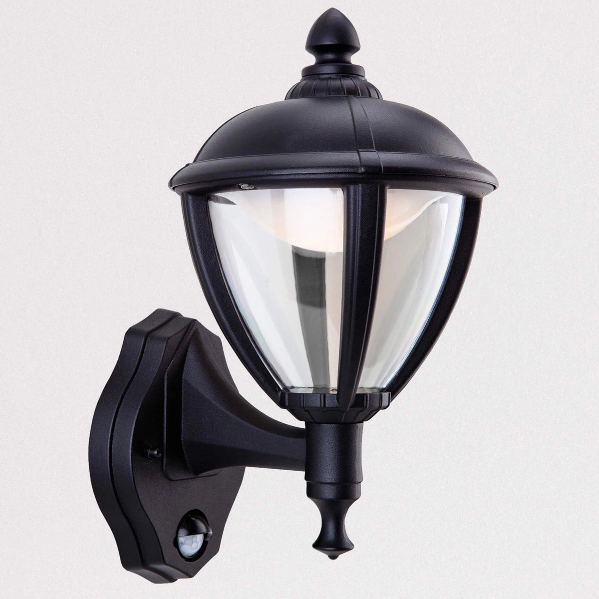 CGC CINDY Black With Motion Sensor Outdoor LED Wall Coach Lantern Light