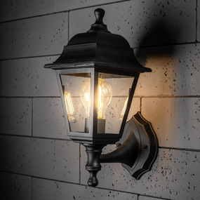 CGC DAHLIA Black Outdoor Wall Lantern Vintage Wall Light IP44 E27 Standard Screw PolycarbonateWeatherproof outdoor lighting