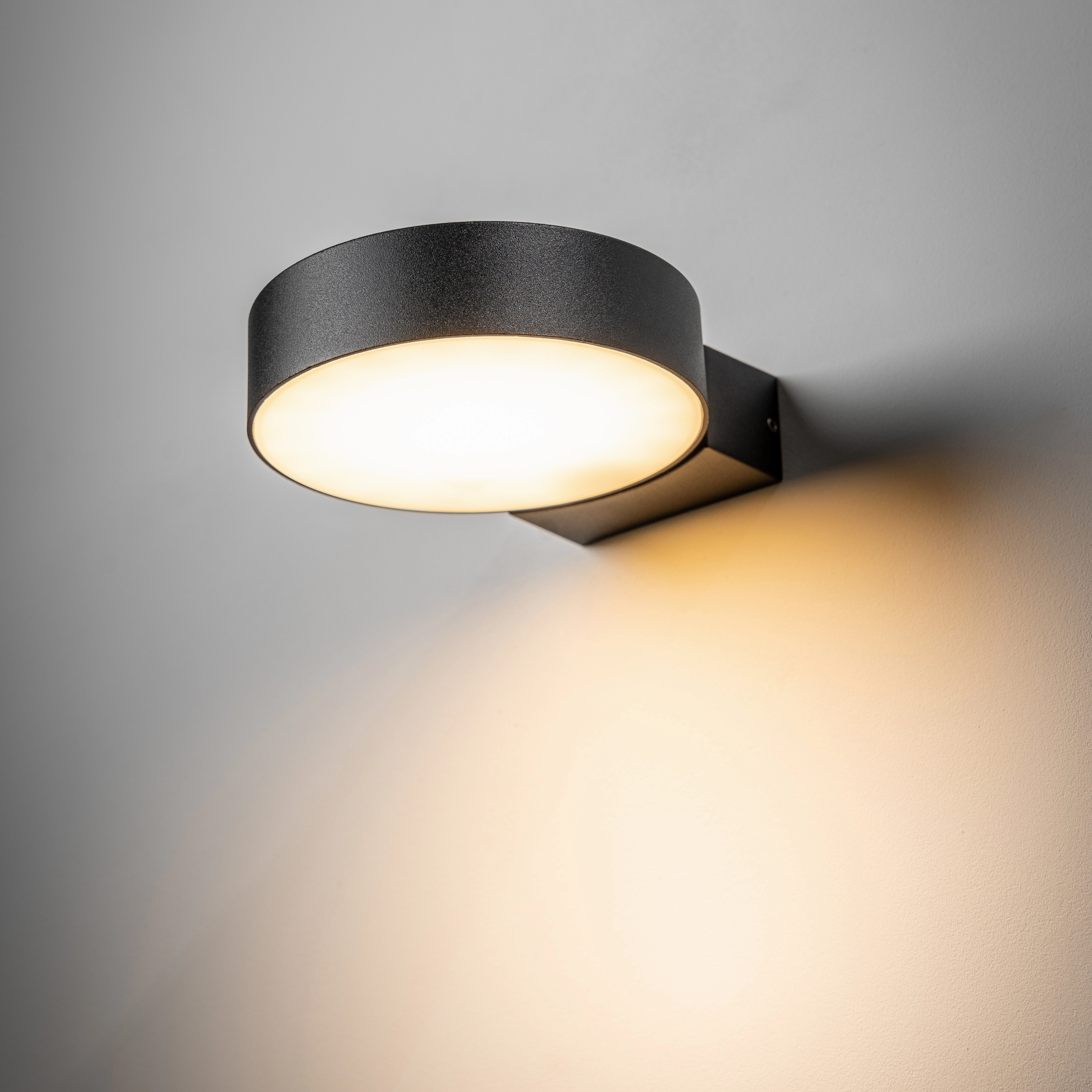 CGC Darcy Black Adjustable Round LED Outdoor Wall Light 3000k Warm White IP54