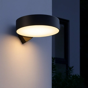 CGC Darcy Black Adjustable Round LED Outdoor Wall Light 3000k Warm White IP54Weatherproof outdoor lighting