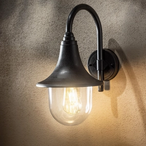 CGC DINAH Black Traditional Curved Hooked Outdoor Wall LanternWeatherproof outdoor lighting