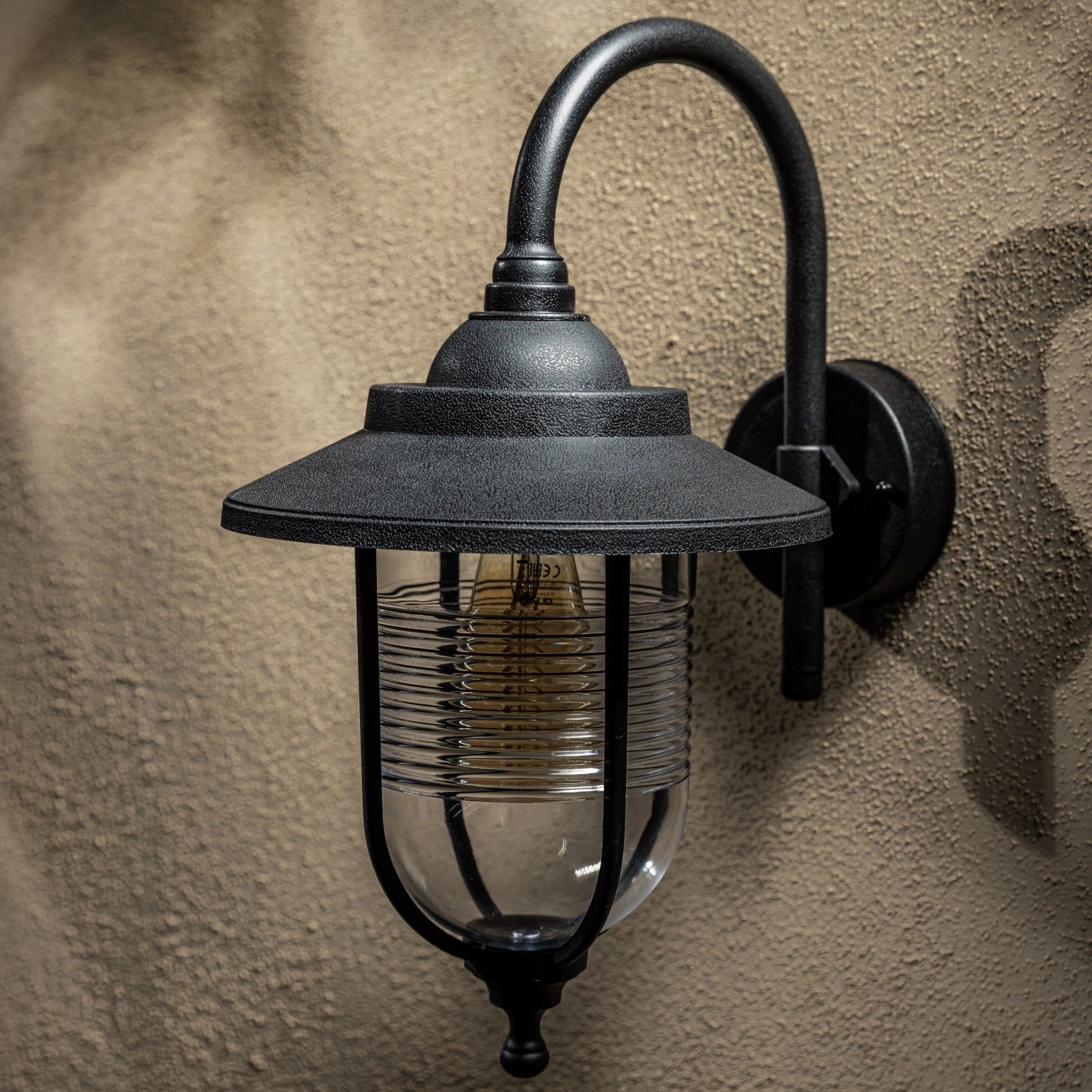 CGC EVELYN Black Fisherman Style Outdoor Wall Lantern