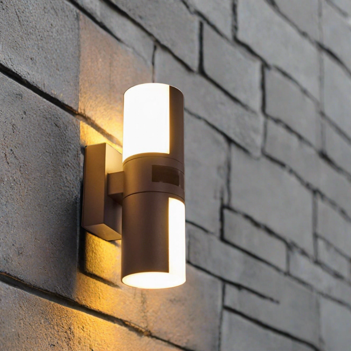 CGC FAITH Dark Grey Twin Motion Sensor Cylindrical LED Wall LightWeatherproof outdoor lighting