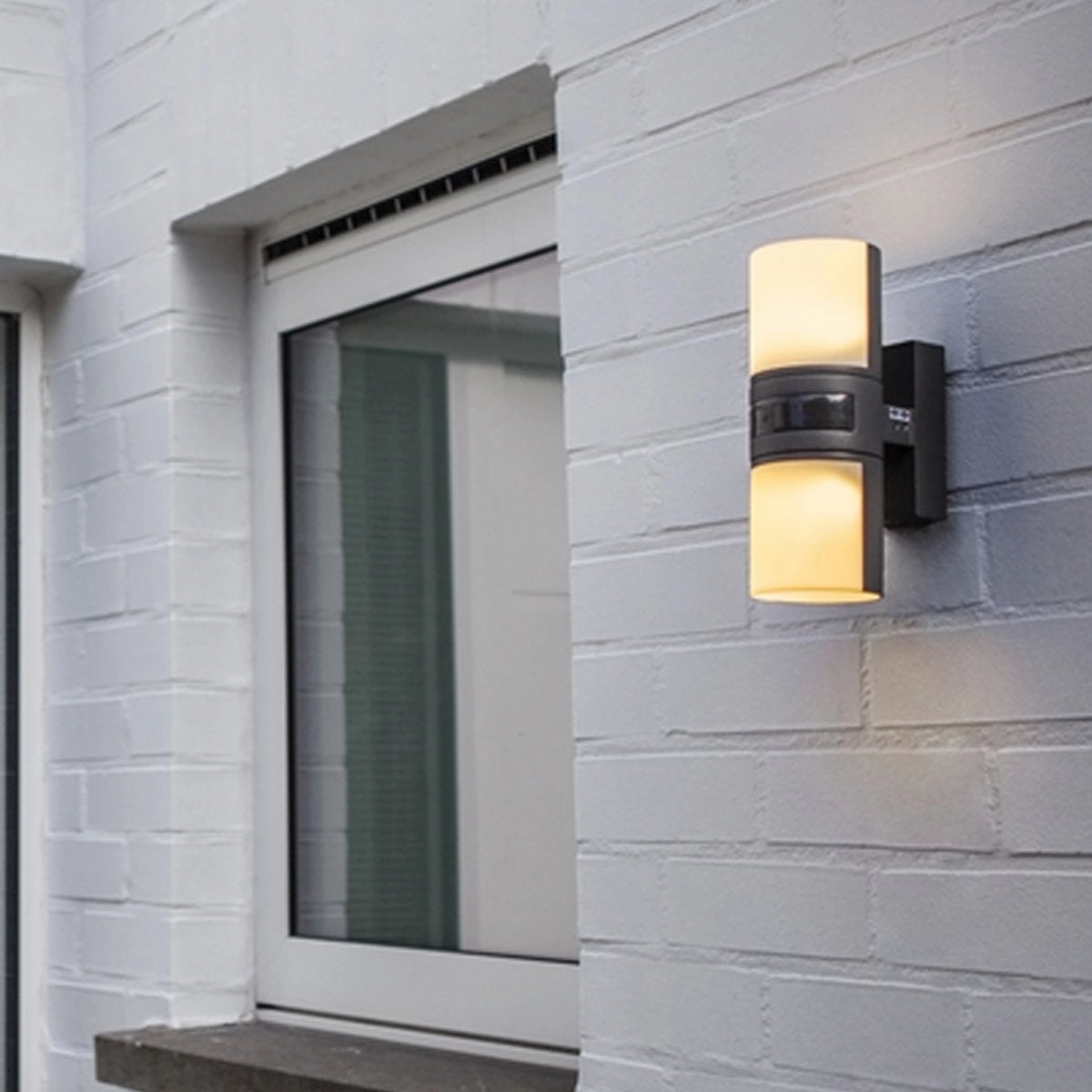 CGC FAITH Dark Grey Twin Motion Sensor Cylindrical LED Wall Light