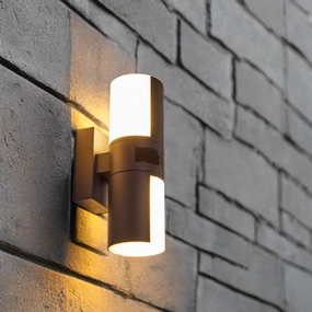CGC FAITH Dark Grey Twin Motion Sensor Cylindrical LED Wall LightWeatherproof outdoor lighting