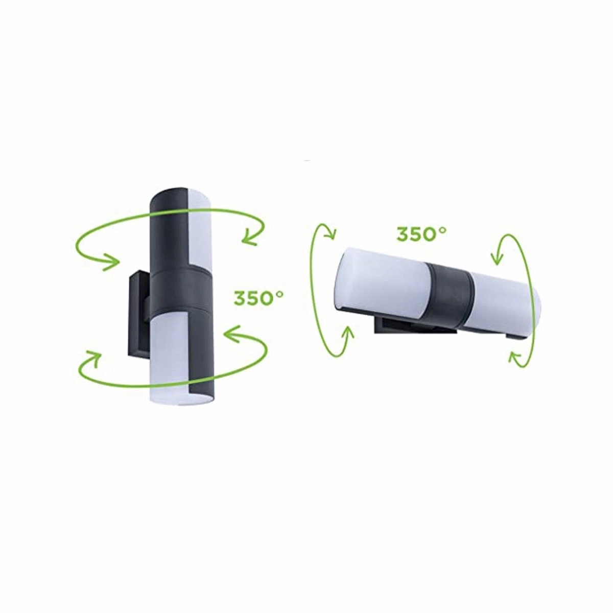 CGC FAITH Dark Grey Twin Motion Sensor Cylindrical LED Wall Light