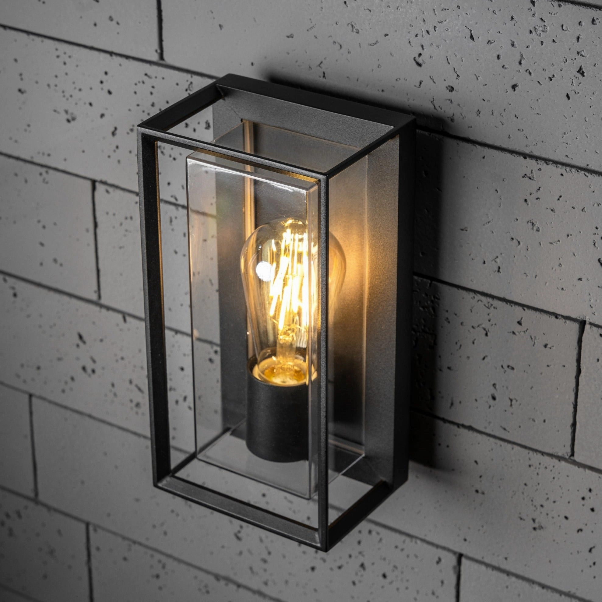CGC FLORIANA Black Outdoor Wall Light Clear Diffuser E27 Standard Screw IP54