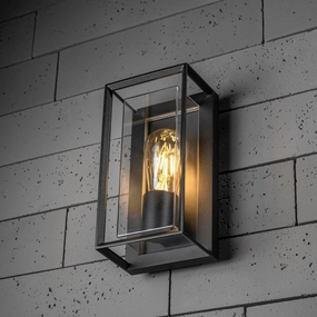 CGC FLORIANA Black Outdoor Wall Light Clear Diffuser E27 Standard Screw IP54Outdoor wall sconces with motion sensor