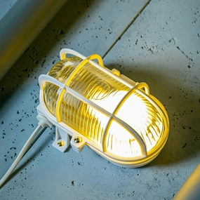CGC GINA White Oval Plastic Cage Bulkhead Wall Or Ceiling LightOutdoor wall sconces with motion sensor