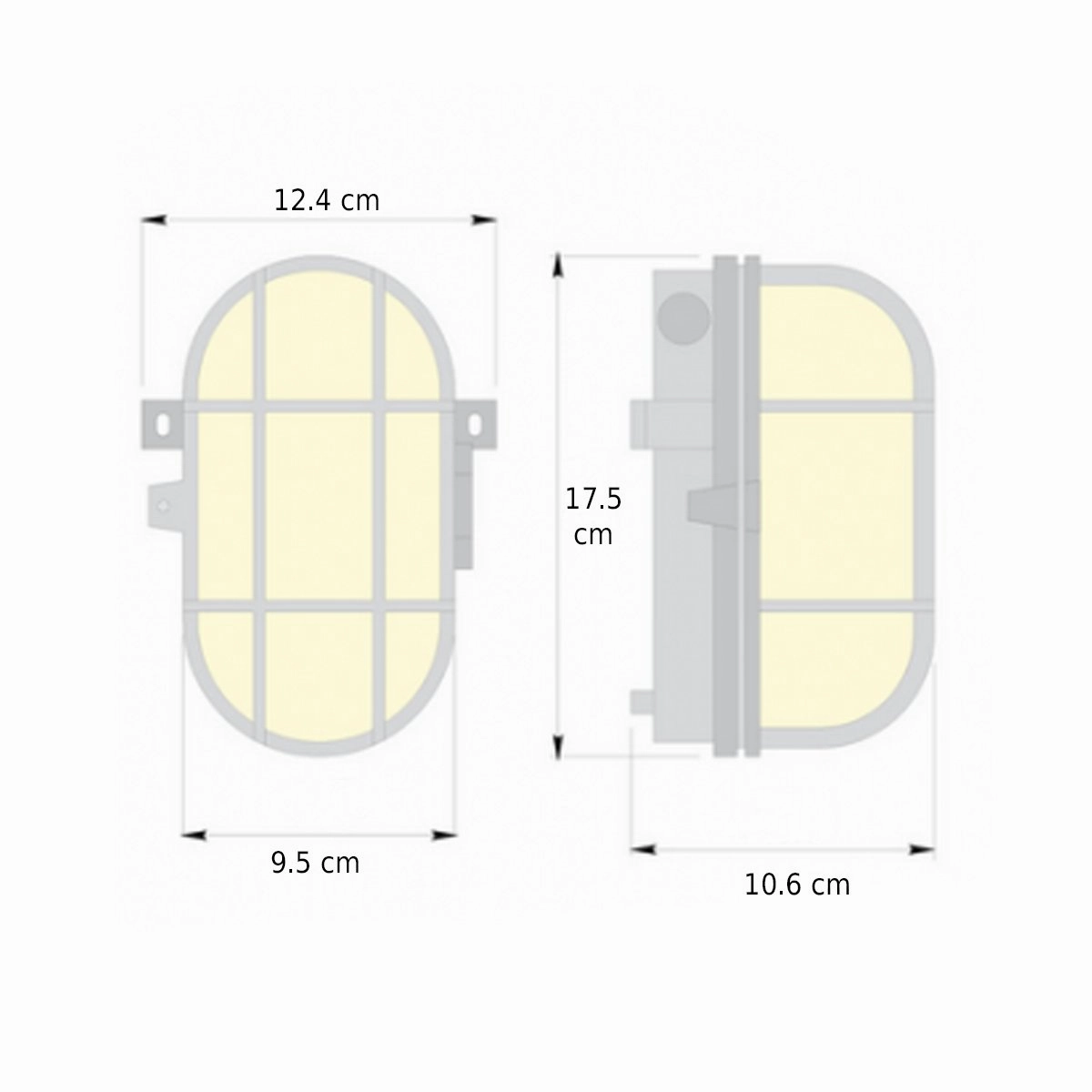 CGC GINA White Oval Plastic Cage Bulkhead Wall Or Ceiling Light