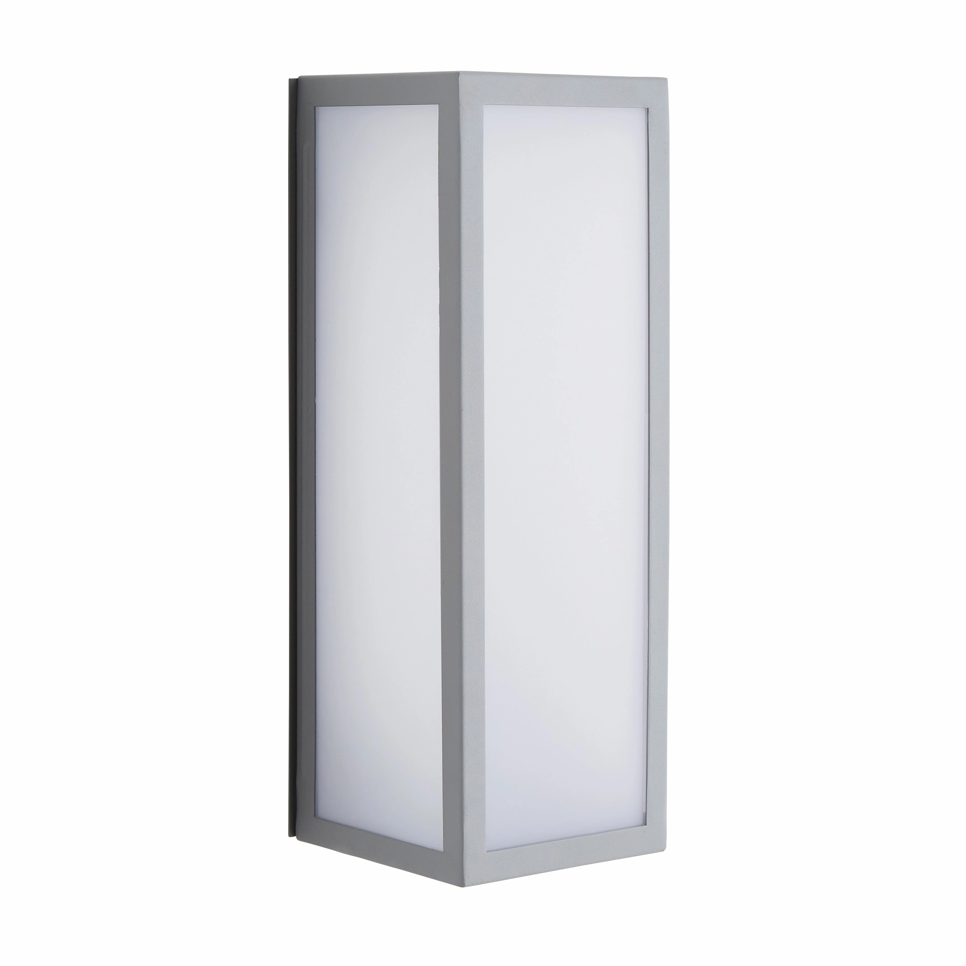 CGC HARRI Silver Outdoor Wall Light Box Lantern Opal Glass LED 4000k 600lm IP44