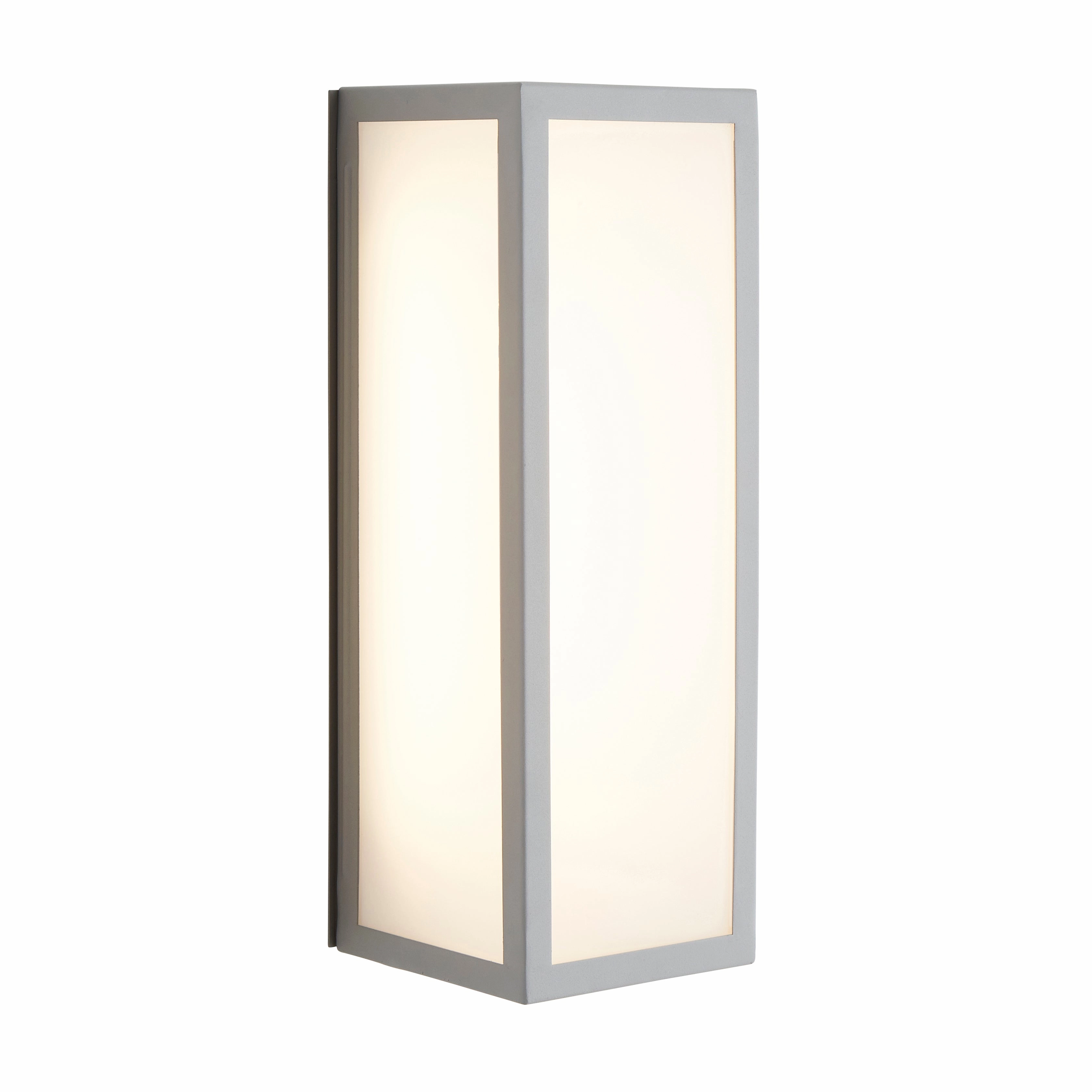 CGC HARRI Silver Outdoor Wall Light Box Lantern Opal Glass LED 4000k 600lm IP44