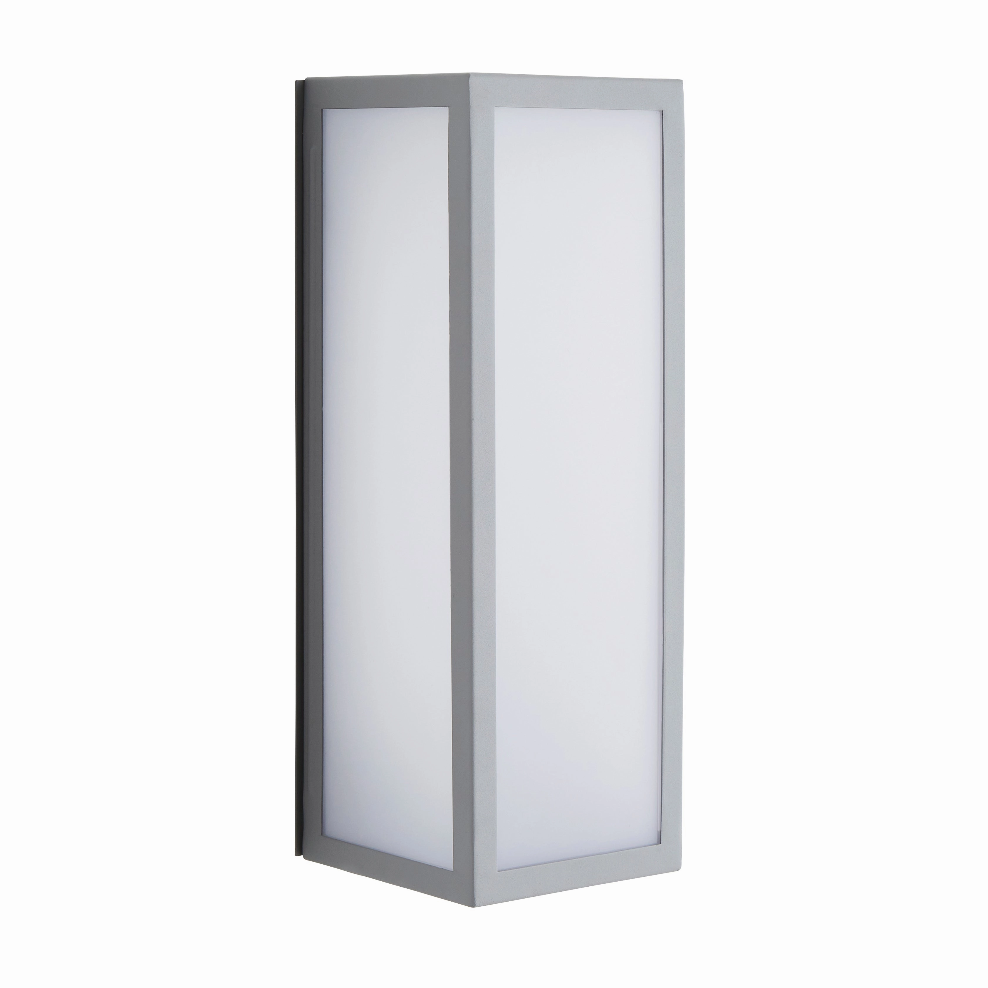 CGC HARRI Silver Outdoor Wall Light Box Lantern Opal Glass LED 4000k 600lm IP44