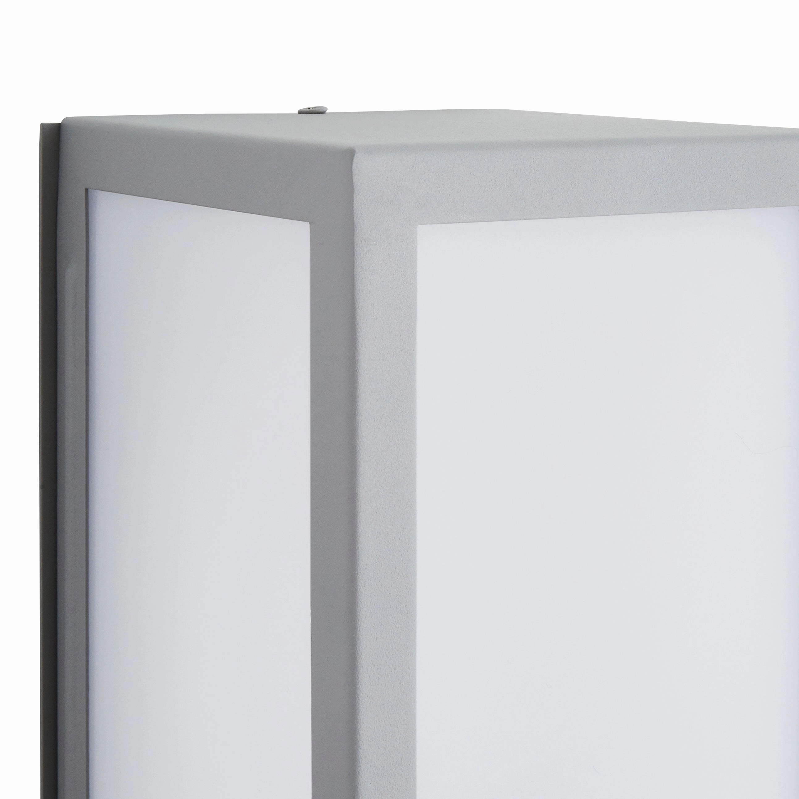 CGC HARRI Silver Outdoor Wall Light Box Lantern Opal Glass LED 4000k 600lm IP44